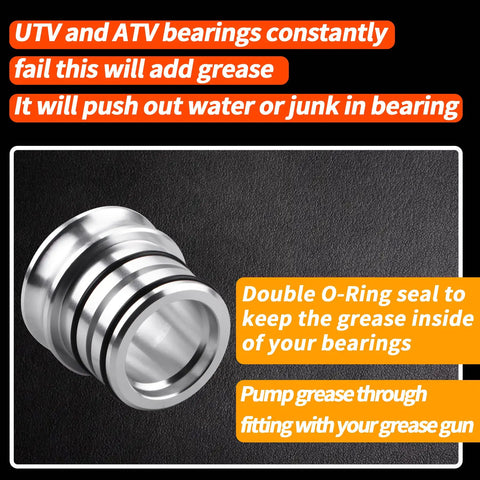 44 40mm Wheel Bearing Greaser Tool with double O-ring seal and aluminum build for RZR Ranger ATV UTV SxS models.