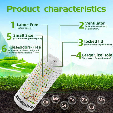 Inground Worm Farm Compost Bin Kit For Recycling Kitchen Waste To Raised Garden Beds Outdoor With Holes And Locking Lid