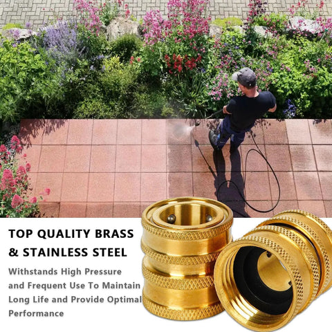 MINGOU brass pressure washer quick-connect adapter kit set; M22 to 3/8 in fittings with swivel connectors