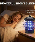 High Voltage 4200V Indoor Outdoor Killer Bug Zapper Lighthouse Shaped Insect Trap on bedside table at night