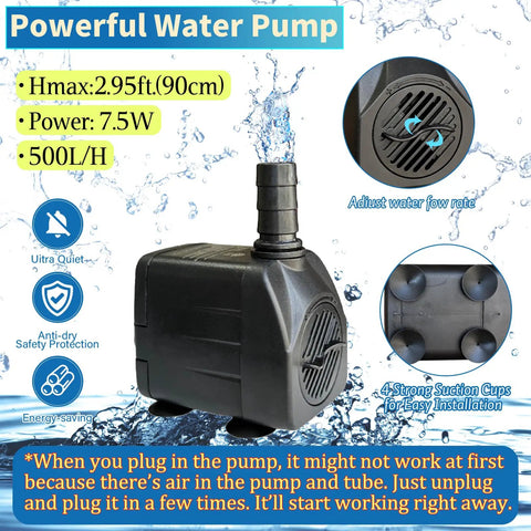 Bird Bath Fountain With 7.5W Pump, Resin Granite Rock Water Feature For Garden Patio Lawn, easy-to-use water pump
