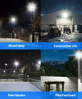 240W LED Stadium Flood Light Outdoor For Arena Backyard And Parking Lot 36000 Lumens illuminating various outdoor areas