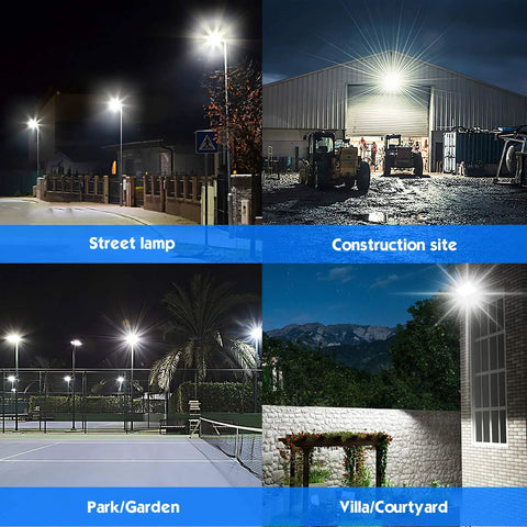 240W LED Stadium Flood Light Outdoor For Arena Backyard And Parking Lot 36000 Lumens illuminating various outdoor areas