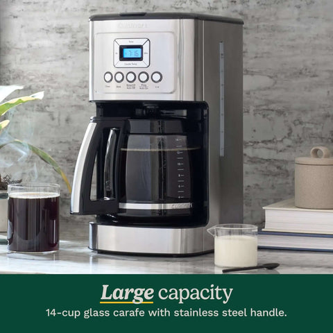 Plug-And-Play Programmable 14-Cup Coffee Maker With Temperature Control And Glass Carafe, Brew Strength Settings, stainless steel