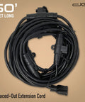 Coiled Beefy 50 Ft Heavy Duty 14 3 Extension Cord With 10 Outlets Spaced Every 5 Feet For Indoor Outdoor Use.