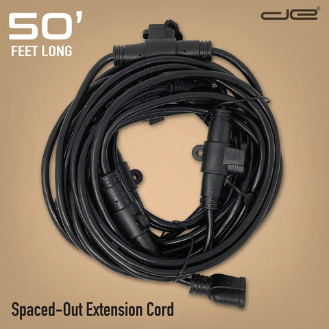 Coiled Beefy 50 Ft Heavy Duty 14 3 Extension Cord With 10 Outlets Spaced Every 5 Feet For Indoor Outdoor Use.