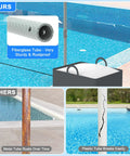 Pool Volleyball Net Set With LED Lights And Solar Panel For Lit Nights By The Pool Adjustable 15 To 32Foot Length showing fiberglass tube