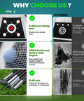 Comparison of All In One Golf Practice Net Set 10 By 7 Foot With Tri Turf Mat and a competitor's net, highlighting features