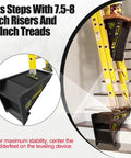 Extension Ladder Leveler With Storage, No Slip Stabilizer for Uneven Surfaces used on stairs, locks securely, black finish