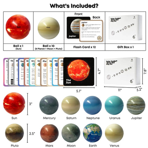 Special Edition Solar System Stress Balls For Kids Ages 3 To 5 A Totally Kid Friendly Fidget Toy And Learning Kit That Doubles As A 3D Planet Model And Space Education Project For Hands On Exploration. Set of 11 planet balls, 12 flashcards, gift box