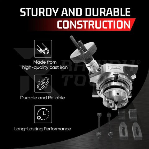 4 Inch Rotary Table For Milling Machines With Horizontal And Vertical Orientation 4 T-slot beefed-up setup, durable cast iron