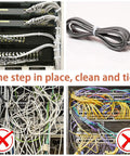 Comparison of organized and messy cables using Heavy Duty Nylon Zip Ties 24 Inch Self Locking Wire Ties 30 Pack White.