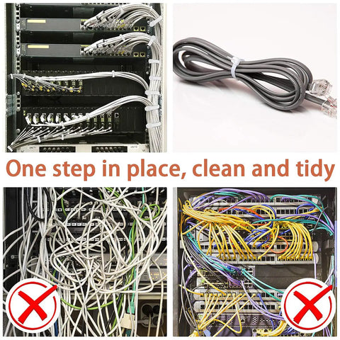 Comparison of organized and messy cables using Heavy Duty Nylon Zip Ties 24 Inch Self Locking Wire Ties 30 Pack White.