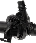Heavy Duty Engine Coolant Thermostat Housing Assembly No Sweat Direct Swap For Your Road Rig, black plastic design with multiple ports.
