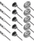 15 Piece Stainless Steel Wire Brush Kit For Dremel And Rotary Tools With Pen Shaped, Cup Shaped, And Wheel Shaped Bristles On A 1/8 Inch Mandrel