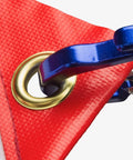 Close-up of grommet and clip on Dive Flag With Removable Stiffening Pole 20x24 Inches For Scuba, Spearfishing, And Freediving - US Legal Diver Down Flag