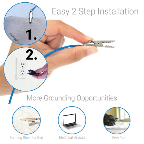Detailed view of Long 16.4 Feet Grounding Cable With 3 Prong Ground Plug And Alligator Clip For Anti Static Discharge installation.