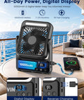 Cruise Certified Portable Fan With Night Light 10000mAh Ultra Slim Travel Fan digital display and reverse charging shown