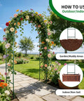 Sturdy Metal Garden Arch Trellis For Climbing Plants Dual Shape Design in garden setting, floral decor attached