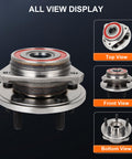 Front Wheel Bearing And Hub Assembly 513158 Kit 5 Lug Without ABS displayed in top, front, and bottom views.
