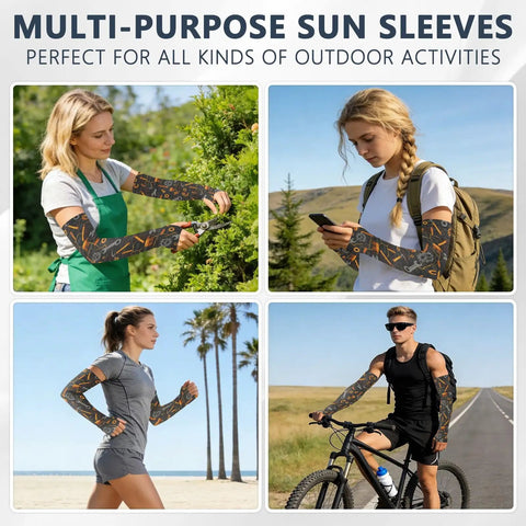 Cooling Arm Sleeves With Upf Fifty Plus Uv Blocking And Breathable Moisture Wicking Material For Running Cycling And Yard Work flexible compression guards worn during gardening and sports activities.