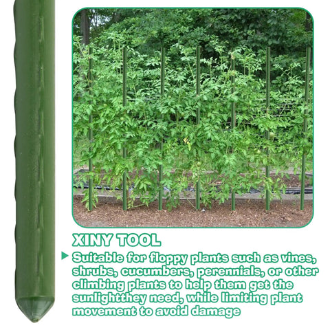 25 Pack 58 Inch Steel Garden Stakes With Plastic Coating For Climbing Plants And Tomatoes supporting green plants