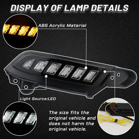 White And Amber Switchback LED Front Side Marker Headlight with DRL detail for Toyota Tacoma 2016-2023 Replacement Bumper Kit