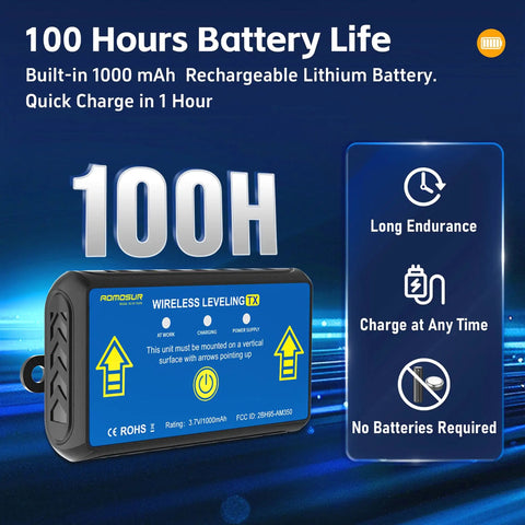 Wireless RV Leveling System for Campers With Real Time Lag Free Readings From Driver Seat 150 Ft Range Dedicated Display No App Needed Easy Magnetic Mount Setup Stay Level on Every Trip, 1000mAh battery