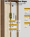 Hinge Mortising Router Template Pro Grade For 3 To 5 Inch Hinges, shown installed on a door for square and round corner hinges.
