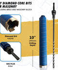 2-1/2 Inch Diamond Dry Core Bit for Brick and Block with SDS Plus Pilot Bit Adapter, 9.5 Inch Drilling Depth, rotary mode only
