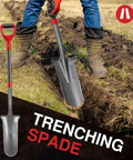 Drain Spade With Fiberglass Handle Root Saw Style Garden Shovel For Digging And Trenching Narrow Sharp Spade Head 44 Inch Length