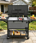 104 Quart Rolling Cooler With Wheels For Backyard Parties Outdoor Bbq Tailgates And Camping Heavy Duty Portable Ice Chest On Wheels With Easy Pull Handle Holds Up To 100 Cans And Ice Gray
