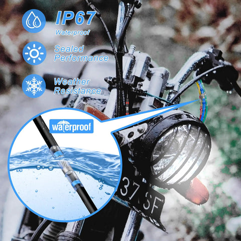 Solder Seal Heat Shrink Butt Connectors Kit 200 Pieces Waterproof Wire Connectors Set showing waterproof feature on motorcycle