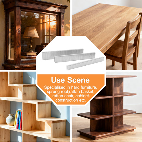 Use scene for 18 Gauge Narrow Crown Staples Set For Nail Guns Heavy Duty Assorted in wood furniture and cabinet construction