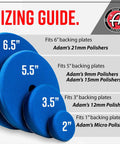 Sizing guide for 2 Inch Blue Compound Pad For Polishing And Paint Correction With Thick Closed Cell Foam on various polisher sizes