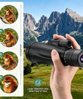 Ultra High Power 80x100 Monocular For Adults With Tripod And Smartphone Bracket, BAK4 Prism And FMC Lens, Crystal Clear Long Range Viewing For Bird Watching, Outdoor Adventures In Black, held outdoors