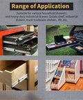 Heavy Duty Locking Drawer Slides 260 Lb Capacity With Full Extension 3 Fold, Smooth Silent Operation, Rust Resistant Finish, Steel Construction With Ball Bearing Rollers, Perfect For Cabinets, Tool Chests And Furniture used in drawer, truck, RV and cabinet applications