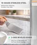Heavy Duty Griddle Spatula Set With Stainless Steel Spatulas And Griddle Scraper Commercial Grade Kitchen Tools For Grill Masters And Home Cooks Durable Handles With Triple Rivets, showing stainless spatula on marble counter