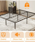 VINGLI 12 Inch Full Size Bed Frame Heavy Duty Metal Platform with steel slats, showcasing stability and 1000 lbs support.