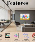 8 Pack Self Adhesive Acoustic Panels 48 By 72 Inches Assembled Ice Cream Waffle Design displayed in modern office setup with features.