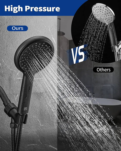 High Pressure Handheld Shower Head Kit With 4 Settings And Beast Mode Jet Water, 59 Inch Stainless Hose, adjustable mount, matte black