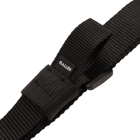Close-up of Quick Adjusting 1.25 Inch Web Rifle Sling with Swivels Adjustable from 26 to 33 Inches, showing black durable strap.