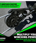 Heavy Duty Snatch Block For Winch Recovery 13.5 Ton Pulley With Aerospace Polymer Sheave And Powder Coated Drop Forged Steel Frame Built Tough For Synthetic Rope And Steel Cable Up To Three Eighths Inch American Owned Family Operated, black winch block with cable