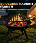 Heavy Duty Round Steel Wood Burning Fire Pit For Backyard And Patio Or Camping Bonfires 28 Inch Black Finish With mesh screen