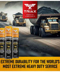 Ultra Heavy Duty Moly EP Wheel Bearing Grease With Extreme Tacky Performance, trucks and grease tubes illustrating product use