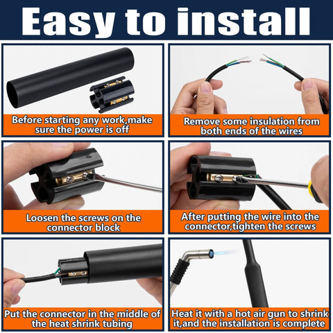 Underground Wire Splice Kit For Direct Burial Heavy Duty Cable Connector Set With Heat Shrink Tubing Fits 14 3 To 8 3 Range waterproof seal