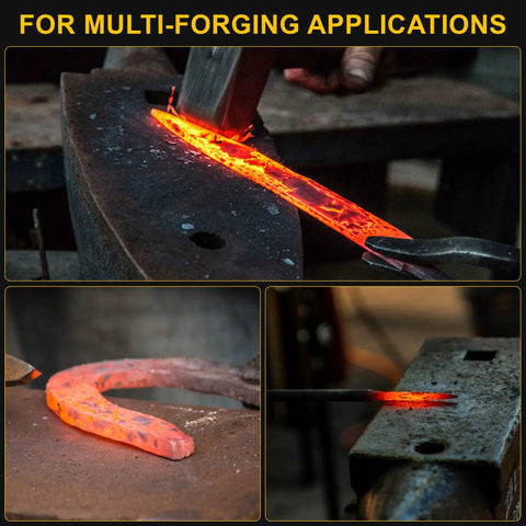 Forging hot metal with Dual Burner Propane Forge Kit With Openable Door 2600 F Gas Forge For Blacksmithing Knife Making
