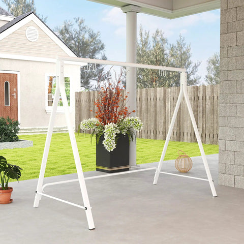 Heavy Duty Metal Porch Swing Stand For Outdoor Use 528 Lb Weight Capacity A Frame Hanging Chair Stand For Backyard Patio Lawn Playground White Stand Only