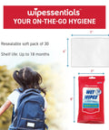 Triple Pack Alcohol Free Hand Wipes With Benzalkonium Chloride For Adults And Kids, resealable pack and dimensions