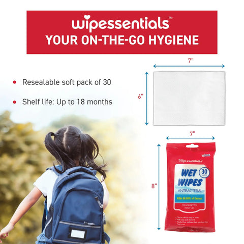 Triple Pack Alcohol Free Hand Wipes With Benzalkonium Chloride For Adults And Kids, resealable pack and dimensions
